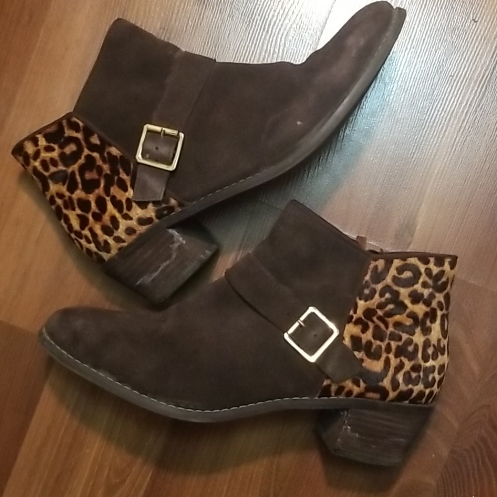 Brown Suede Calf Fur Booties